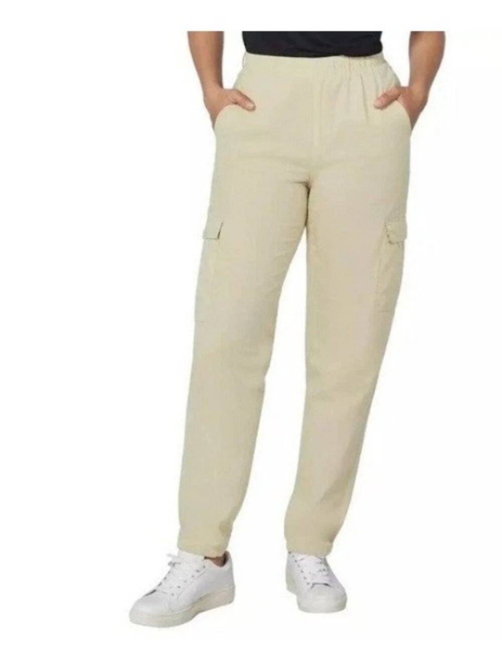 NWT Gap Twill Cargo Pants Women'S XL Tan Elastic Waist Casual